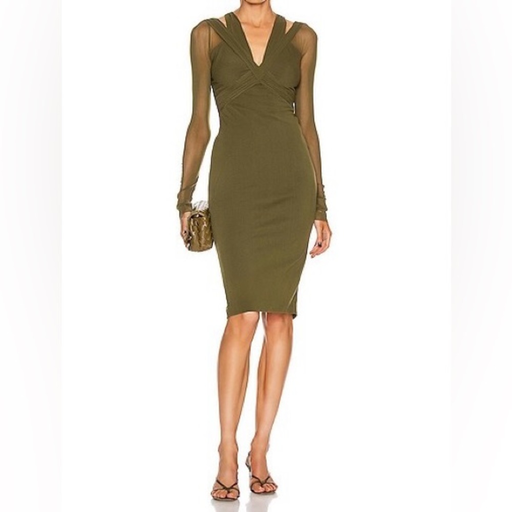 NOAM HANOCH FWRD Daria Pencil Dress Olive Size Extra Small
